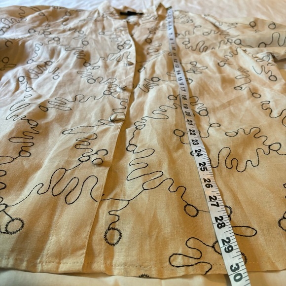 Saint Tropez West Linen Cream color black swirls 3/4 sleeve Blouse Shirt Sz 1X - Picture 10 of 10